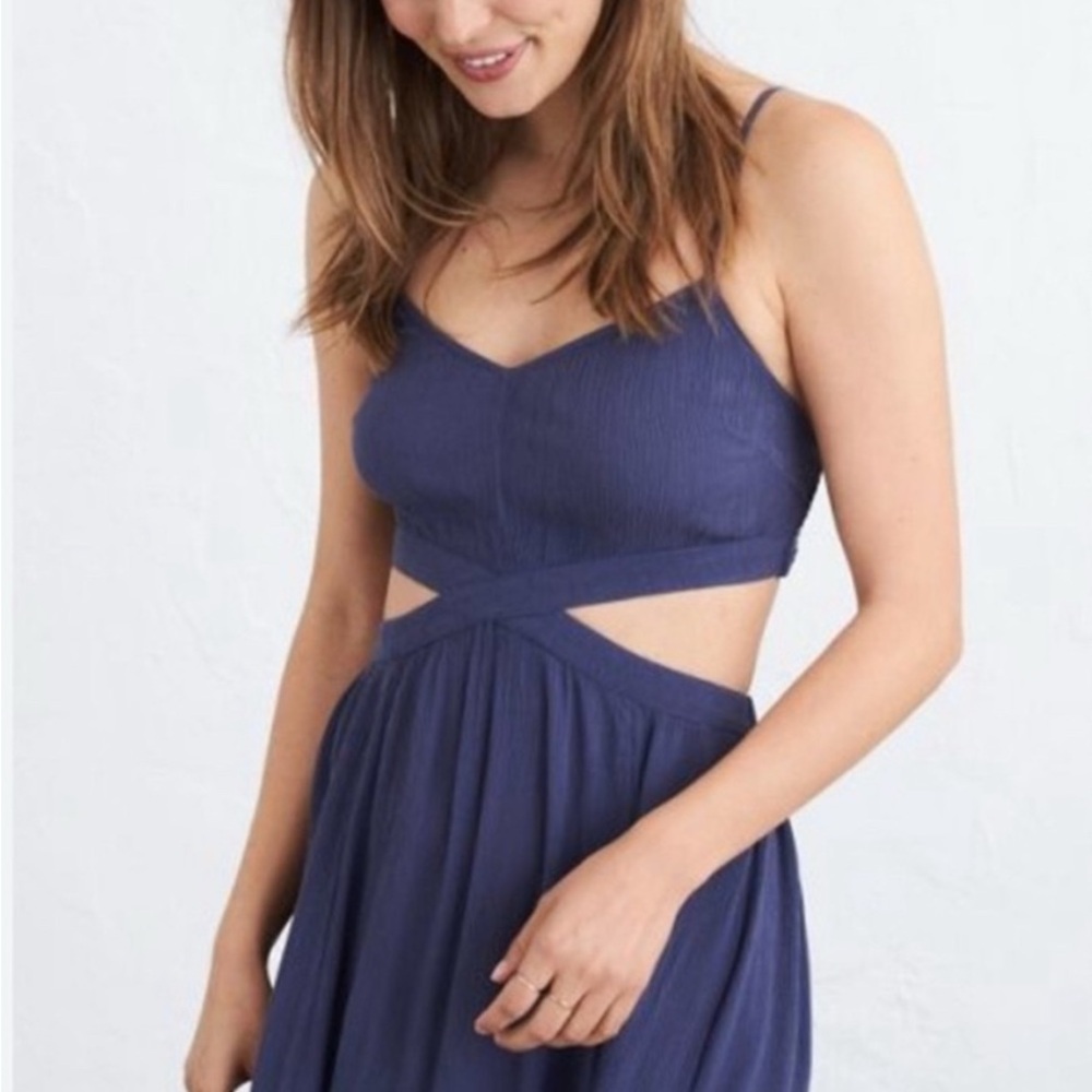 Aerie Gauzey Cutout Maxi Dress in Slate Blue